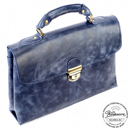 Кожаный портфель "Александрия" (синий антик)