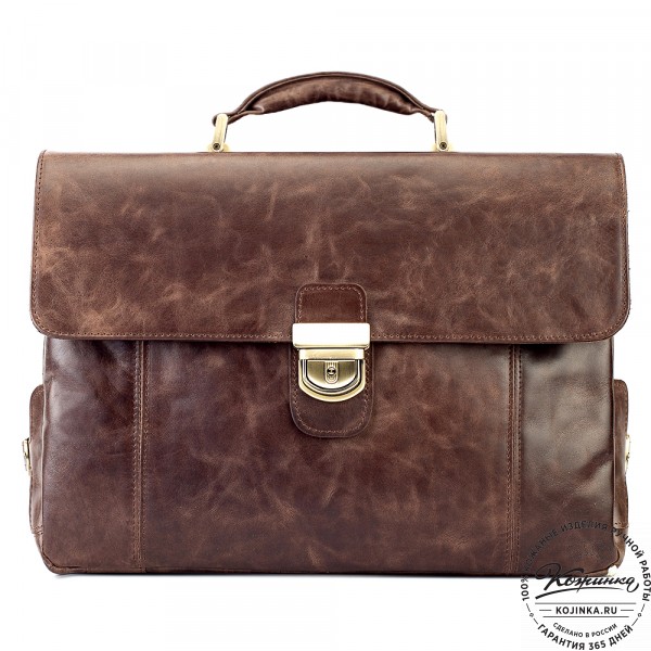 Кожаный портфель "Борменталь" (тёмно-коричневый антик). фото 1
