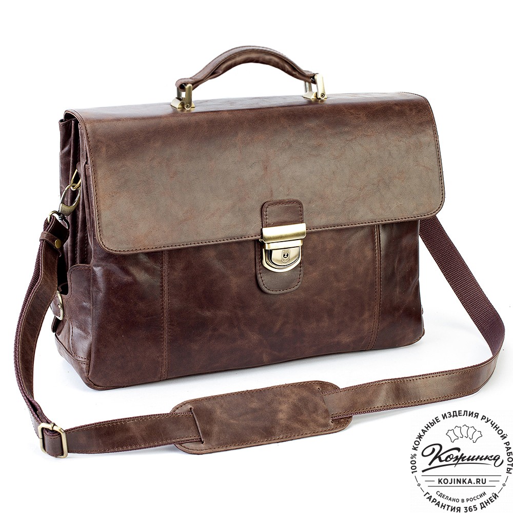 Кожаный портфель "Борменталь" (тёмно-коричневый антик)