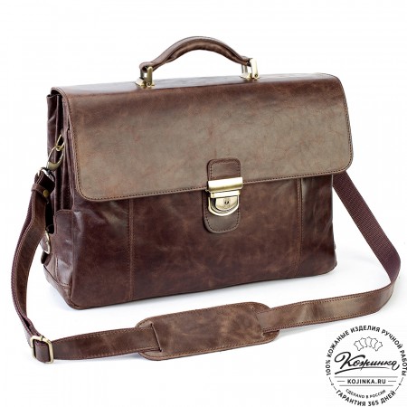 Кожаный портфель "Борменталь" (тёмно-коричневый антик)