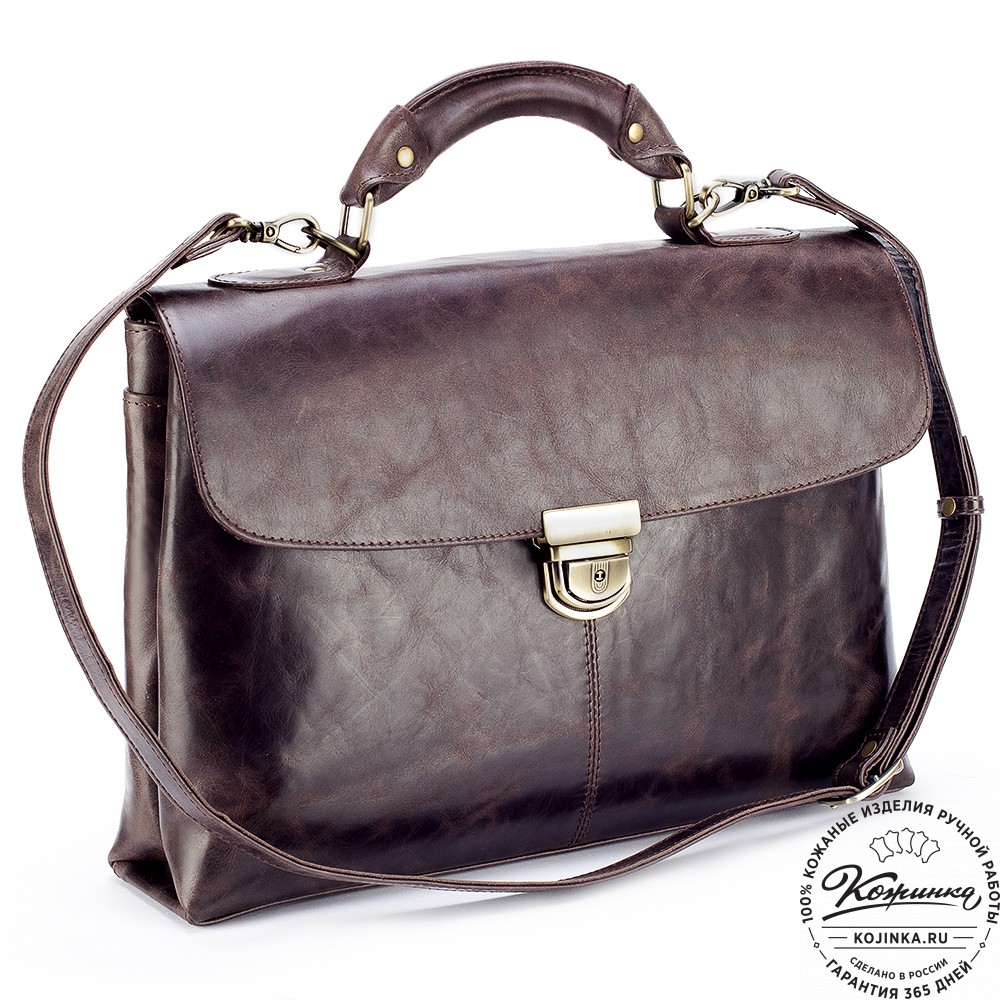 Кожаный портфель "Александрия" (тёмно-коричневый антик)