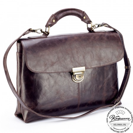 Кожаный портфель "Александрия" (тёмно-коричневый антик)