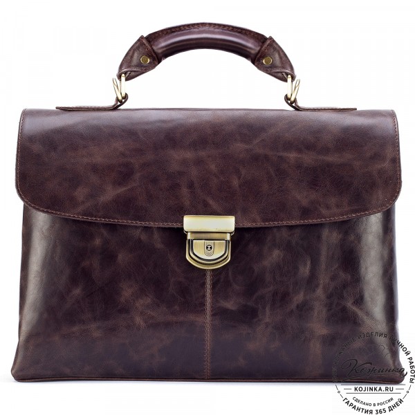 Кожаный портфель "Александрия" (тёмно-коричневый антик). фото 1