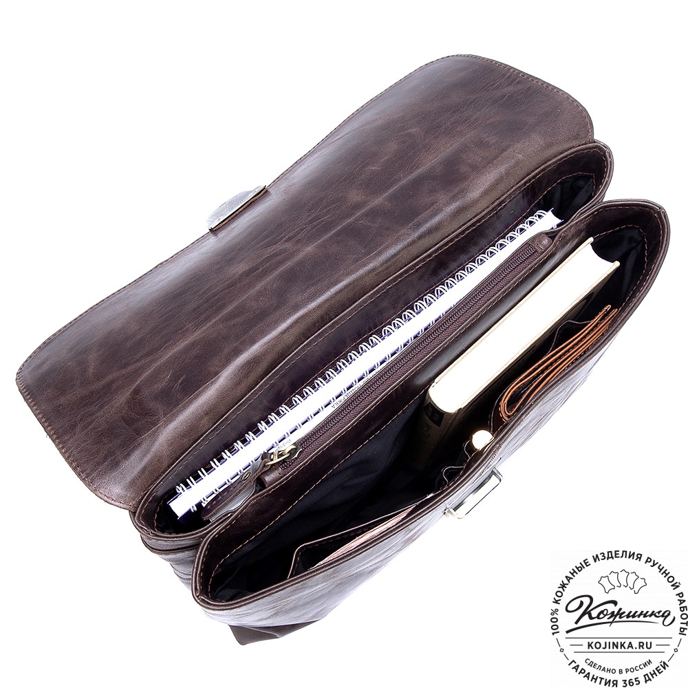 Кожаный портфель "Александрия" (тёмно-коричневый антик)
