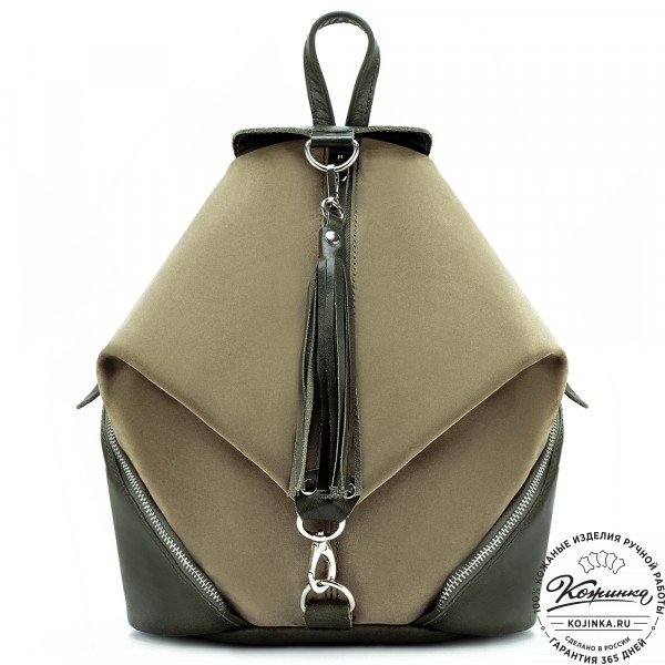 Женский кожаный рюкзак "Афродита" (олива нубук). фото 1