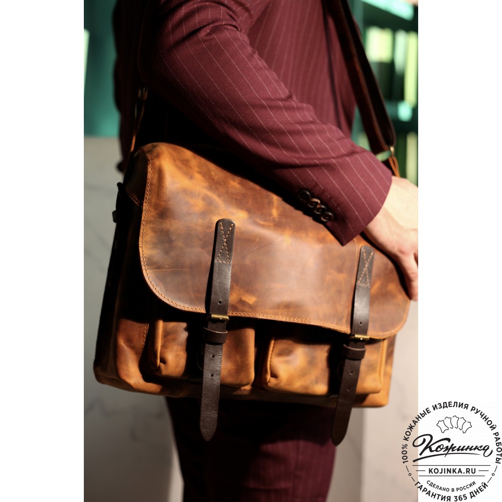 Кожаная сумка "Форман" (изумруд крейзи)