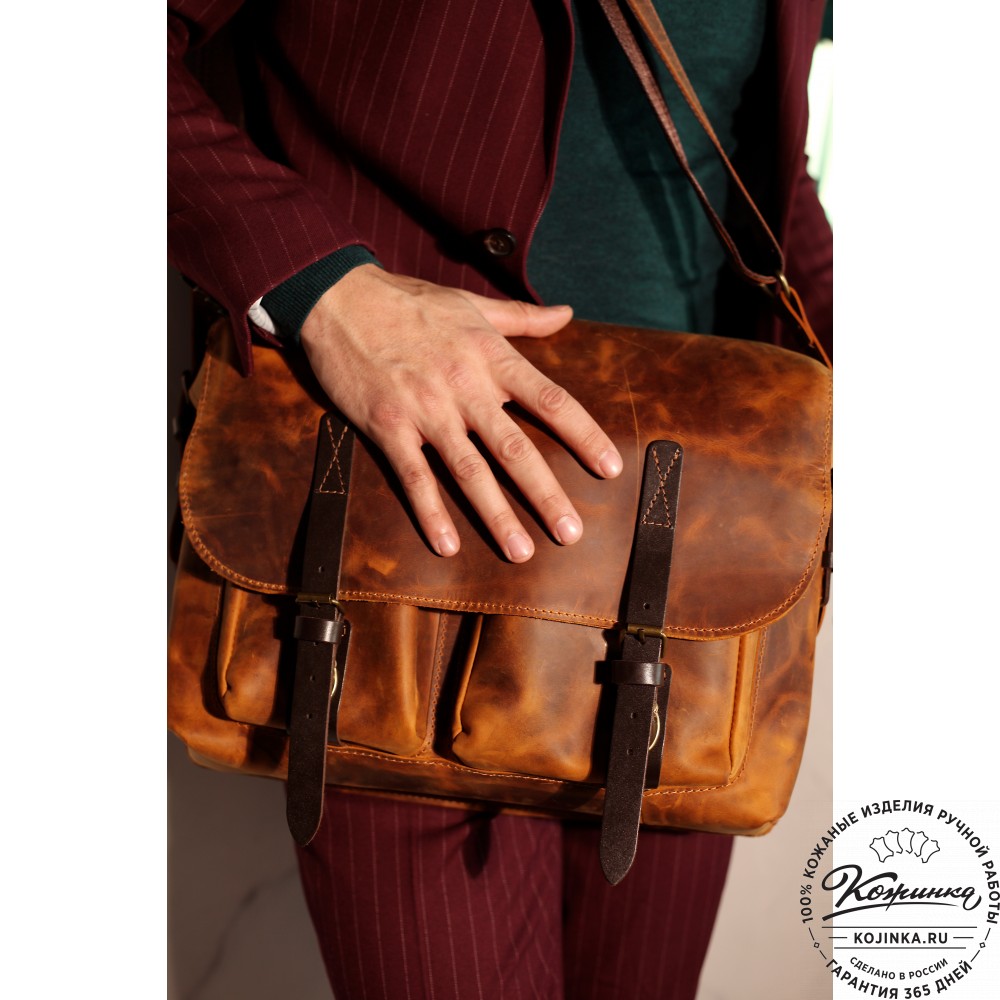 Кожаная сумка "Форман" (изумруд крейзи)