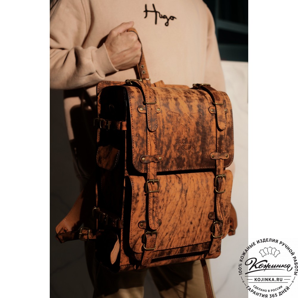 Мужской кожаный рюкзак "Легион" (чёрный)