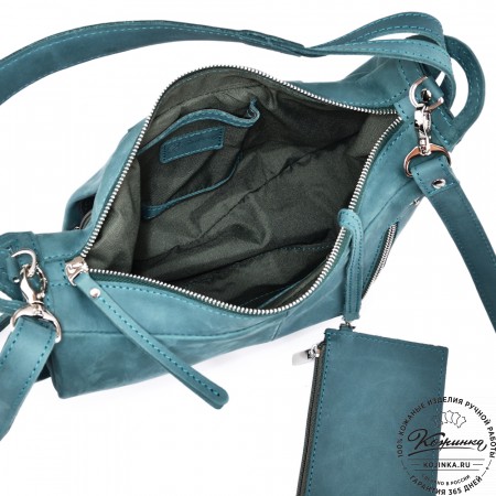 Женская кожаная сумка "Техас" (изумруд нубук)
