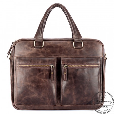 Кожаная деловая сумка "Гофман" (тёмно-коричневый антик) 