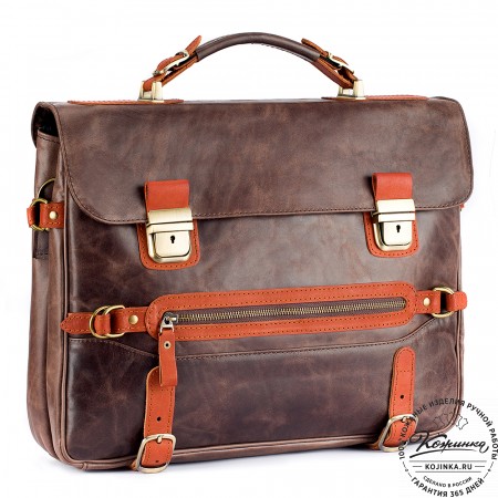 Кожаный портфель "Сталкер" (тёмно-коричневый антик)