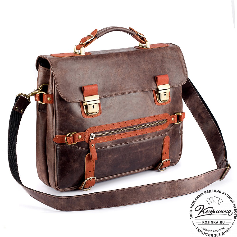 Кожаный портфель "Сталкер" (тёмно-коричневый антик)