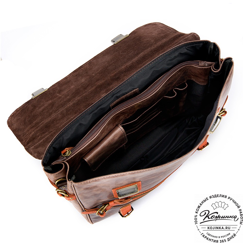 Кожаный портфель "Сталкер" (тёмно-коричневый антик)