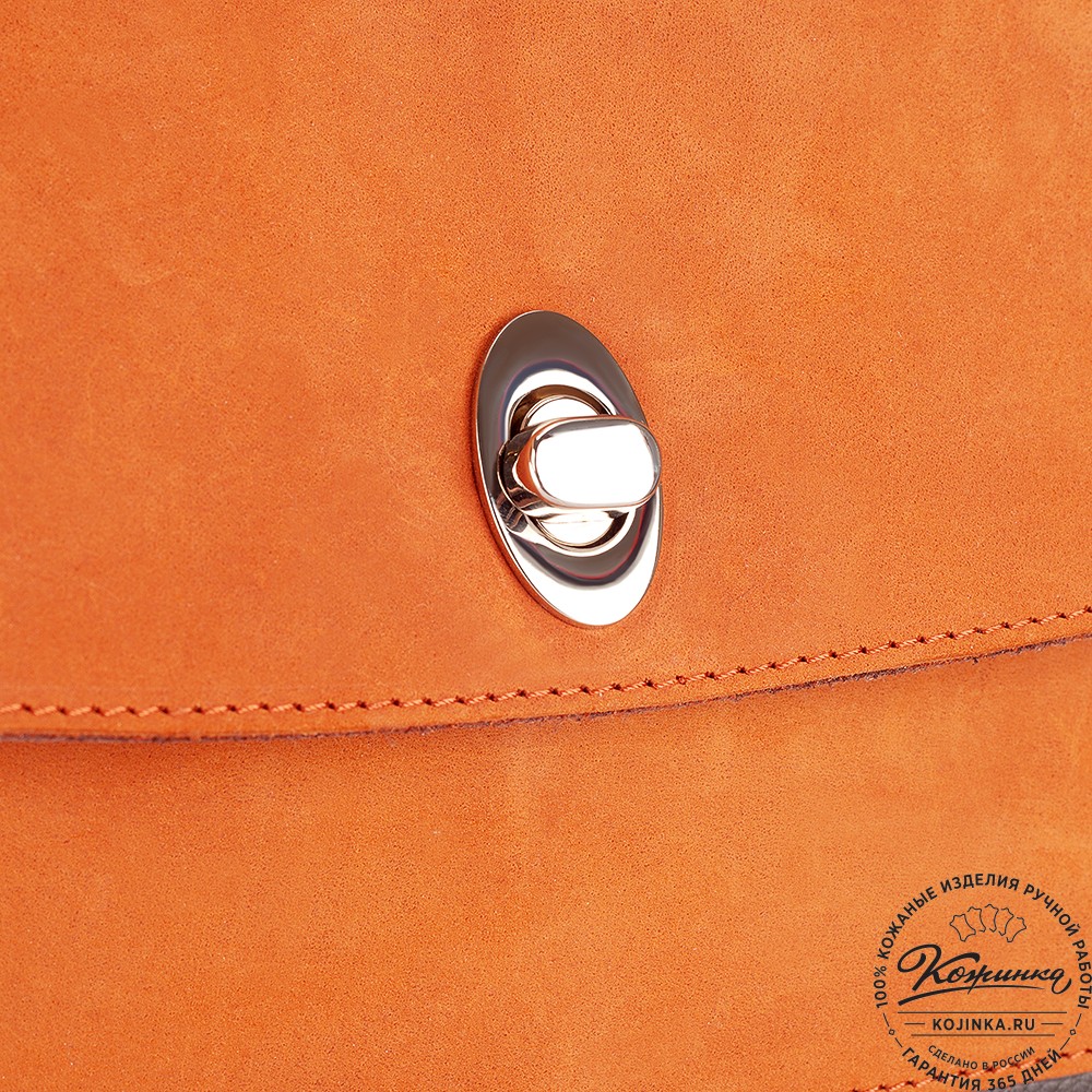 Женская кожаная сумка "Эстель" (тёмно-коричневый с оранжевым)