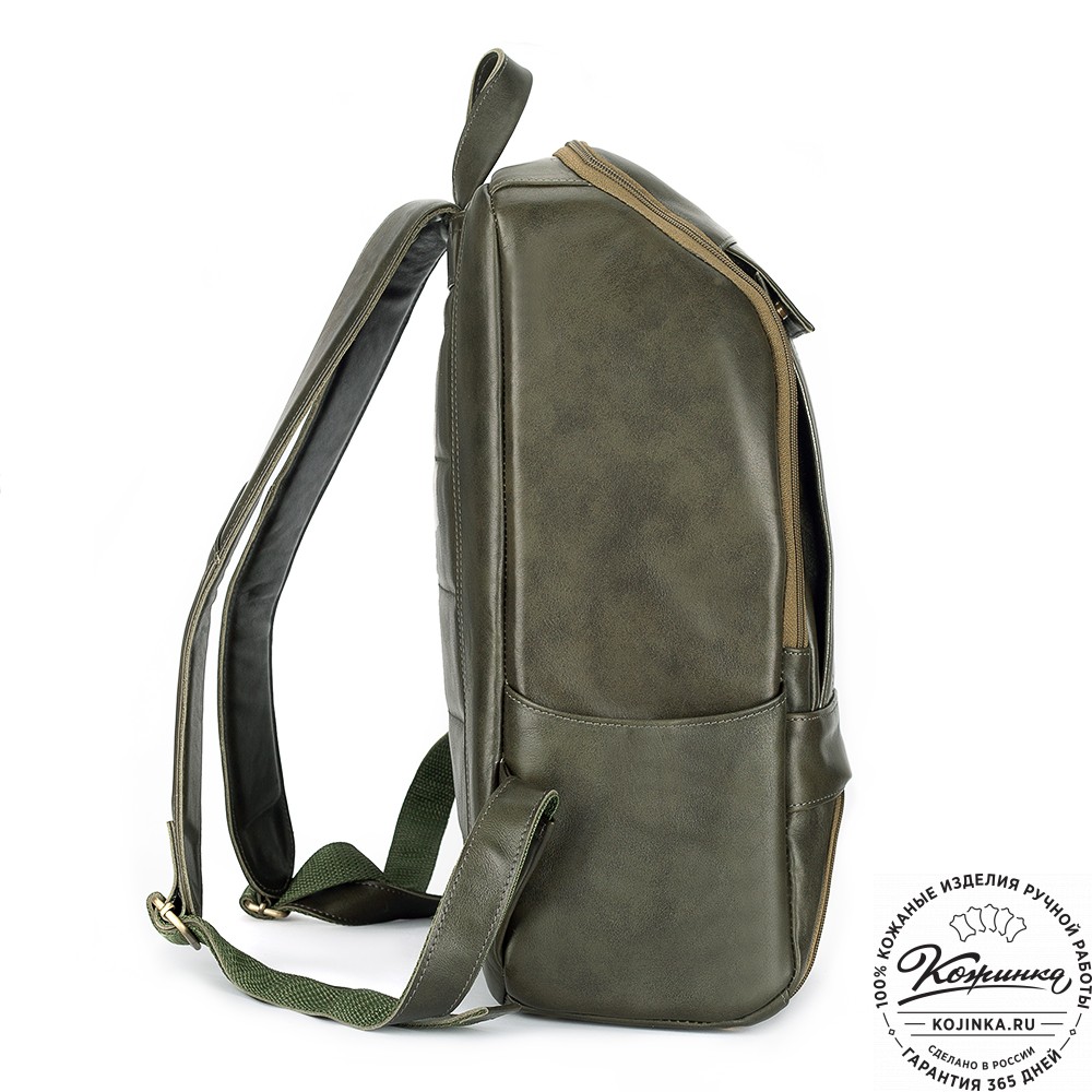 Кожаный рюкзак "Вена" (хаки гладкая кожа)