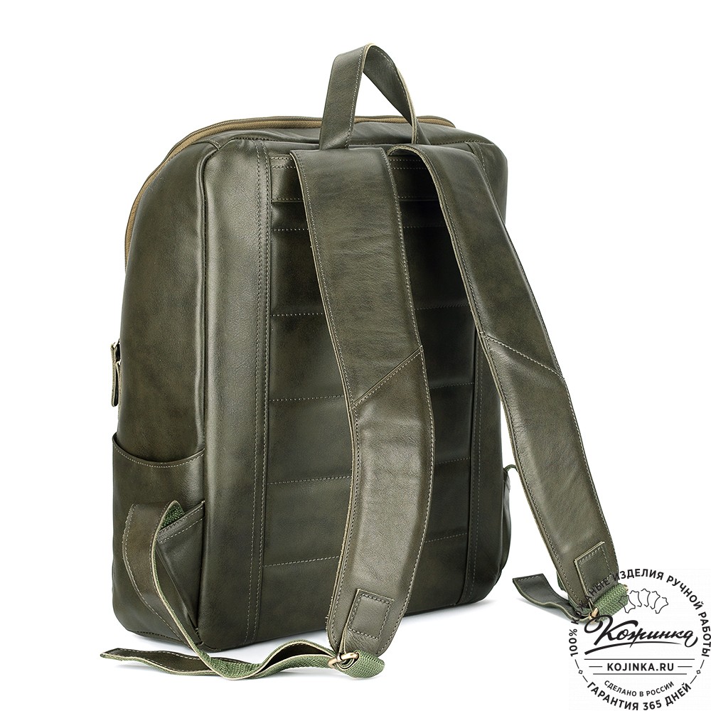 Кожаный рюкзак "Вена" (хаки гладкая кожа)