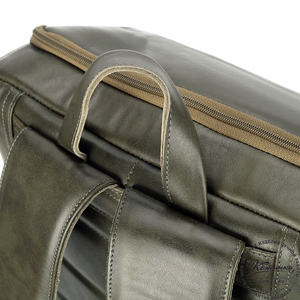Кожаный рюкзак "Вена" (хаки гладкая кожа)