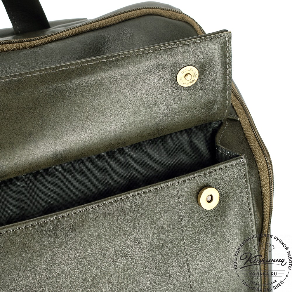 Кожаный рюкзак "Вена" (хаки гладкая кожа)
