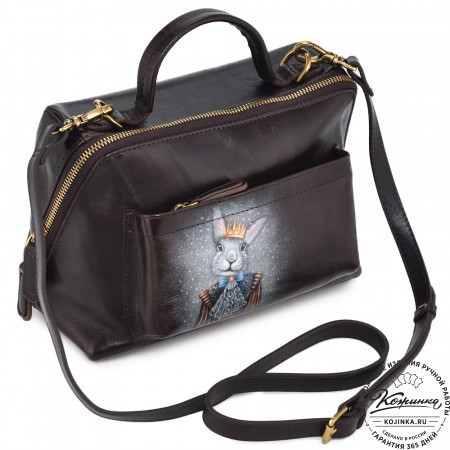 Женская кожаная сумка "Крис" "Кролик в короне"