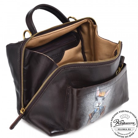 Женская кожаная сумка "Крис" "Кролик в короне"