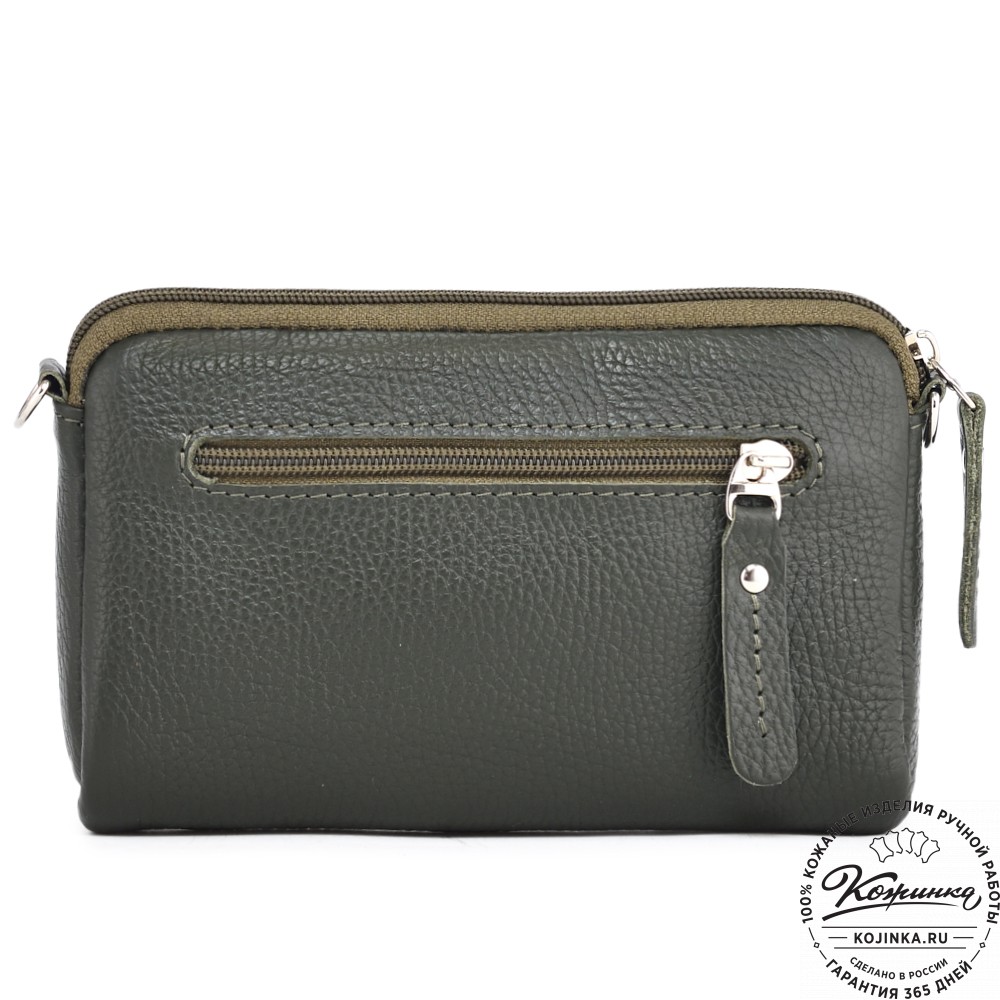  Кожаный клатч "Марта" (олива)