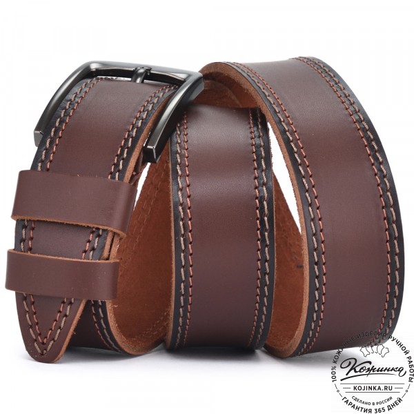 Кожаный ремень "Пилигрим" (коньяк). фото 1