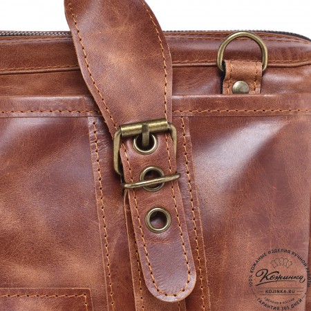 Кожаная деловая сумка "Доминик" (рыжий антик)