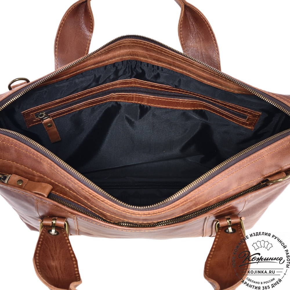 Кожаная деловая сумка "Доминик" (рыжий антик)