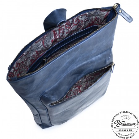  Кожаный рюкзак "Верса" (синий антик) 