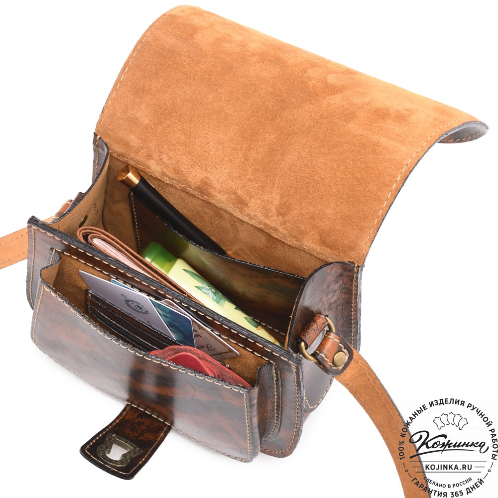 Кожаная сумка ручной работы "Джульетта-нью" (рыжый глянец)