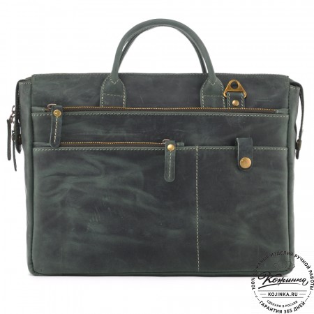 Кожаная деловая сумка "Гранд" (изумруд крейзи)