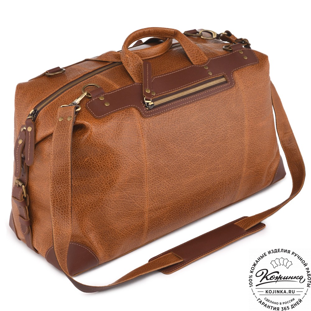 Кожаная дорожная сумка "Мегаполис" (фактура рыжая)