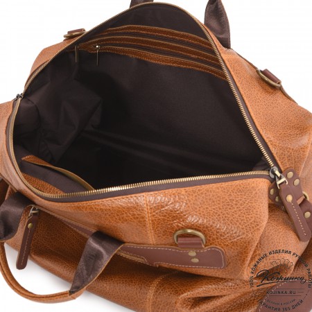 Кожаная дорожная сумка "Мегаполис" (фактура рыжая)