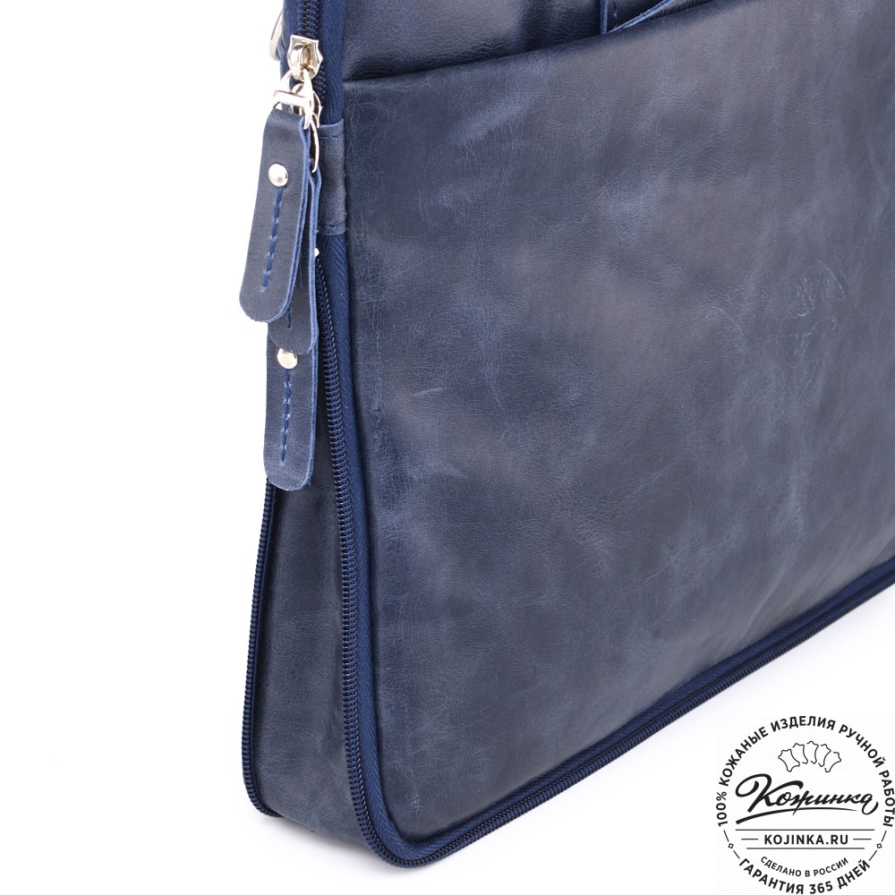 Кожаная деловая сумка "Ральф" (синий антик) 
