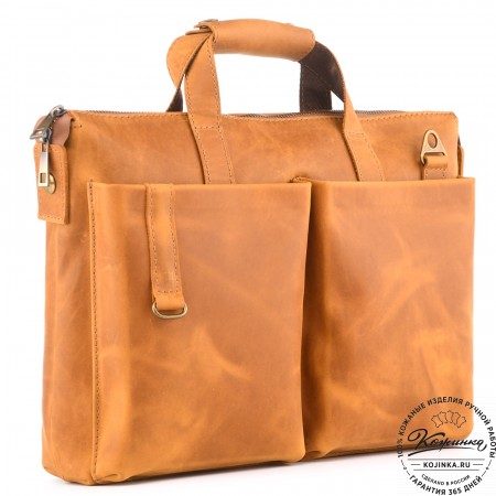 Кожаная деловая сумка "Стюарт" (рыжая крейзи)