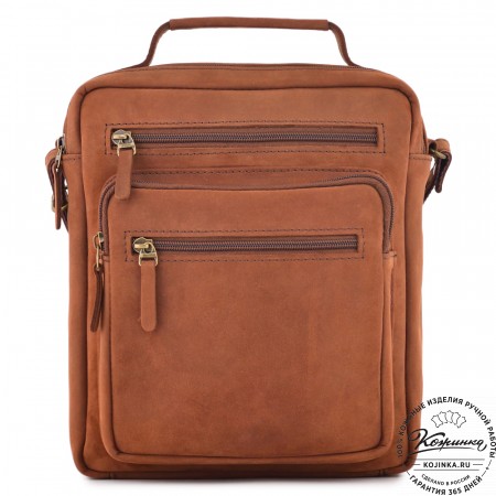  Мужская кожаная сумка "Гектор" (коричневая крейзи)