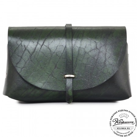 Женская кожаная сумка "Милла макси" (зеленая глянец)