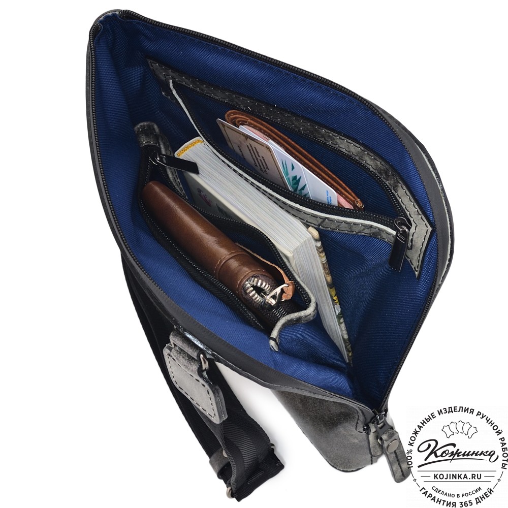 Кожаная сумка "Родос" (пепел глянец)