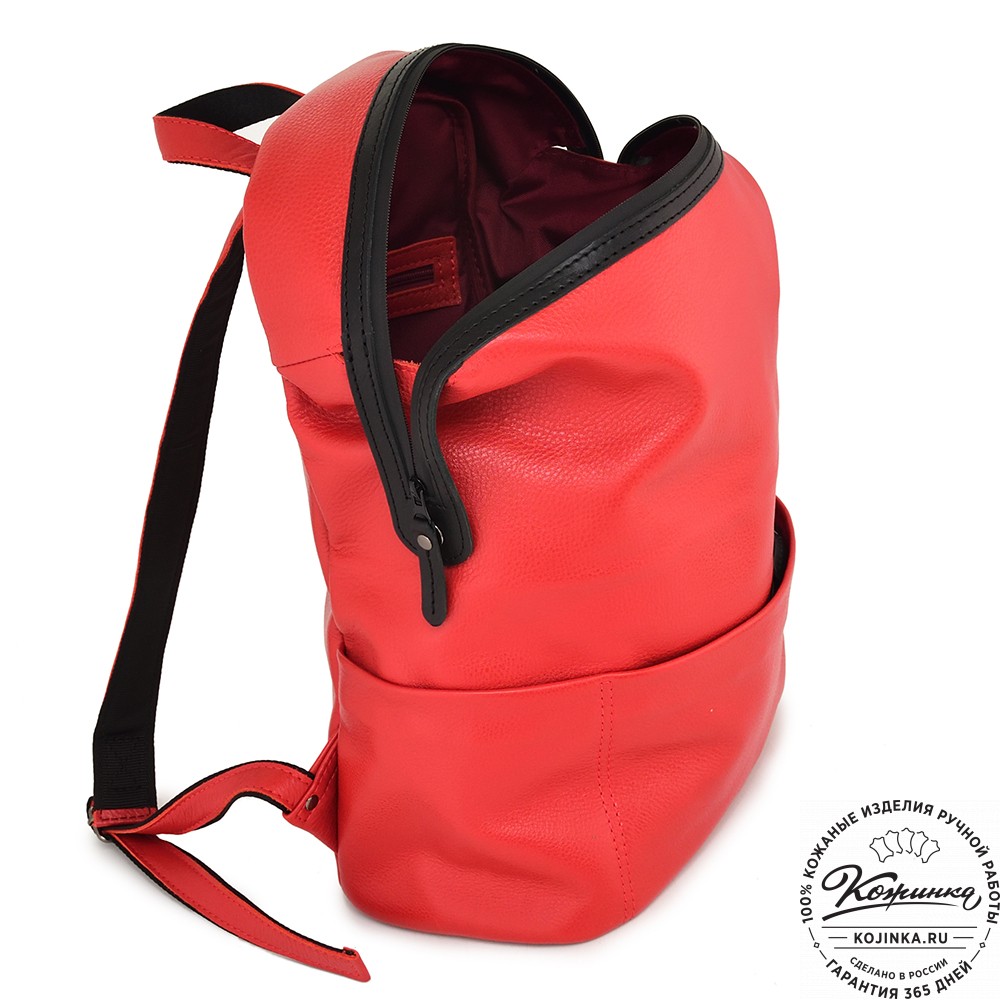 Кожаный рюкзак "Аргентум" (красный)