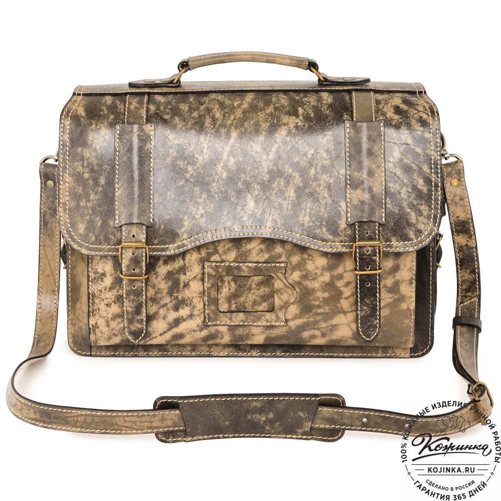 Кожаный портфель-кофр "Адъютант" (пепел глянец) 