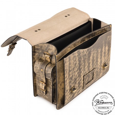 Кожаный портфель-кофр "Адъютант" (пепел глянец) 