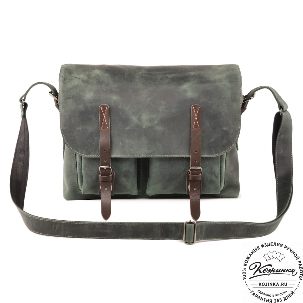 Кожаная сумка "Форман" (изумруд крейзи)