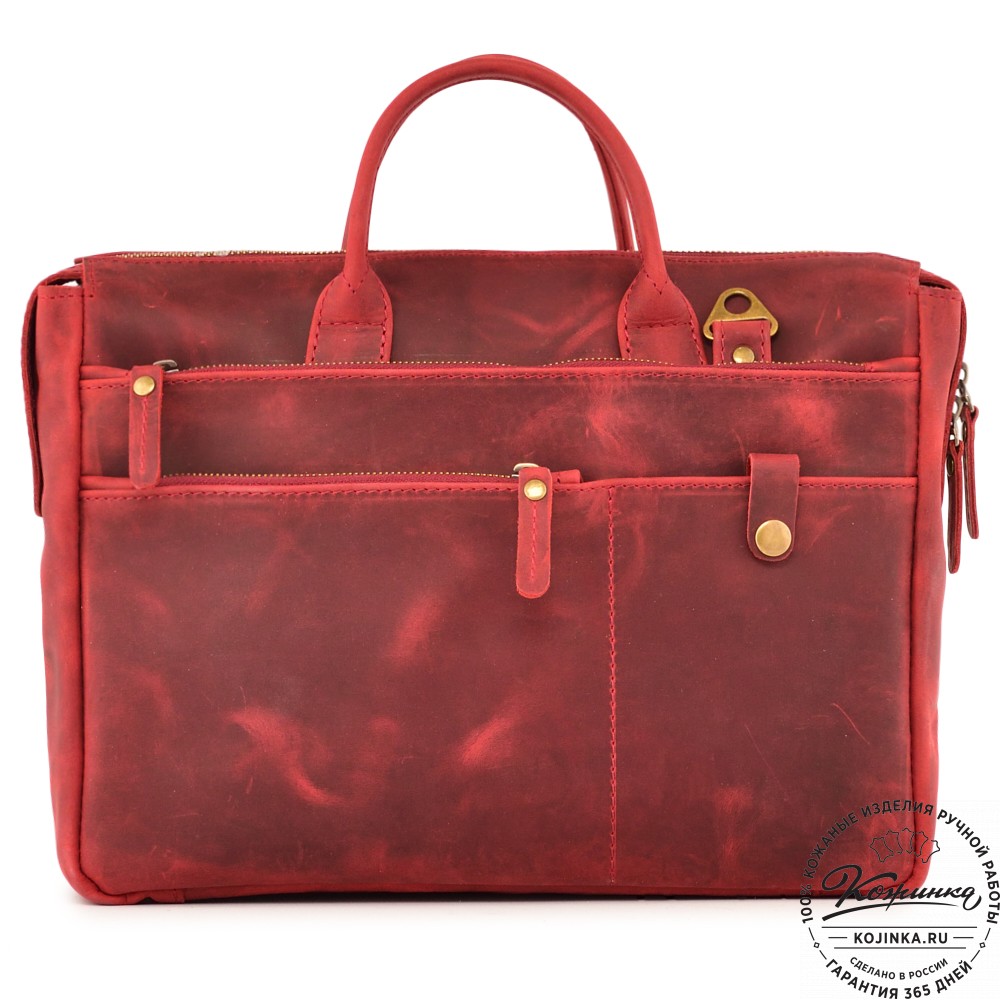  Кожаная деловая сумка "Гранд" (вишня крейзи) 