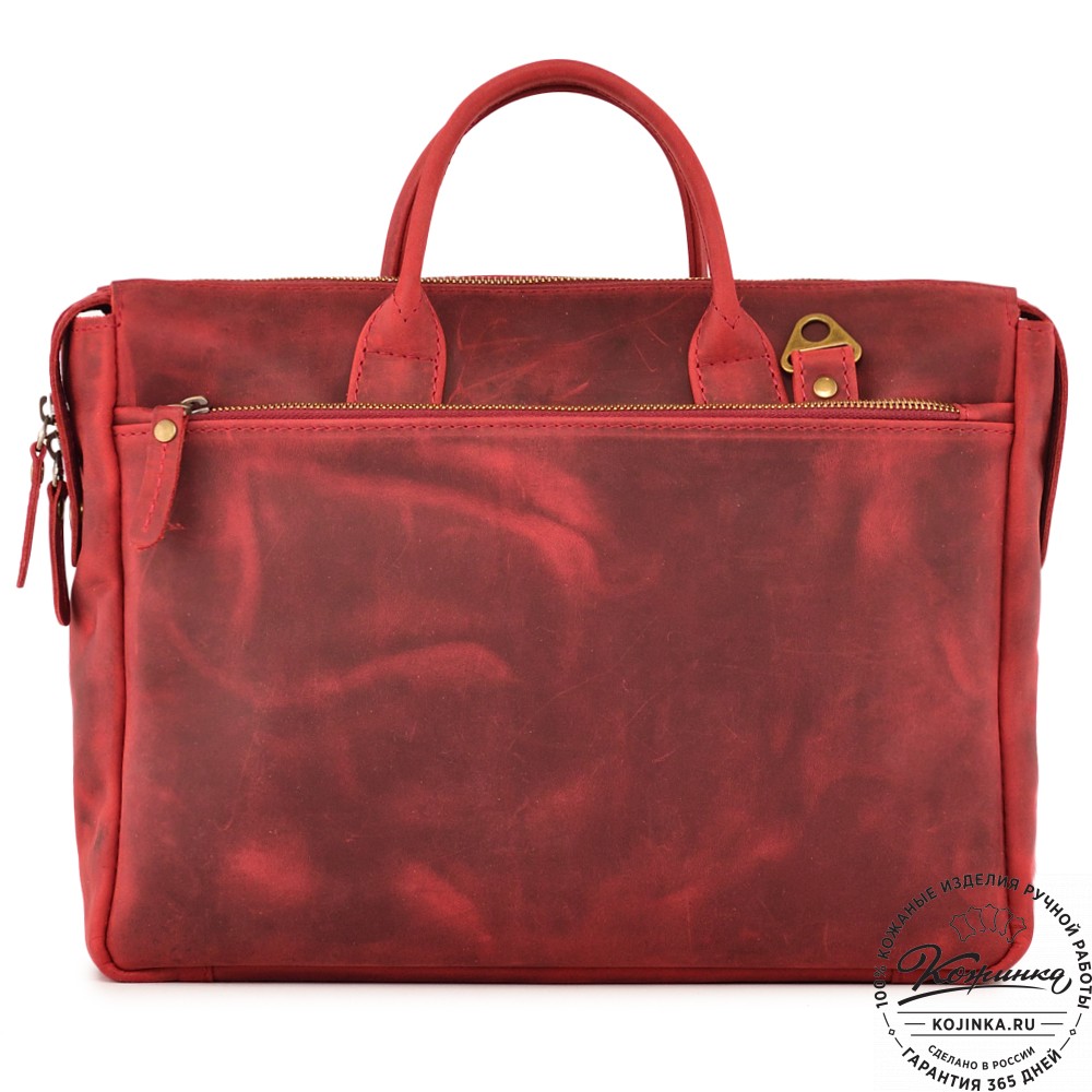  Кожаная деловая сумка "Гранд" (вишня крейзи) 