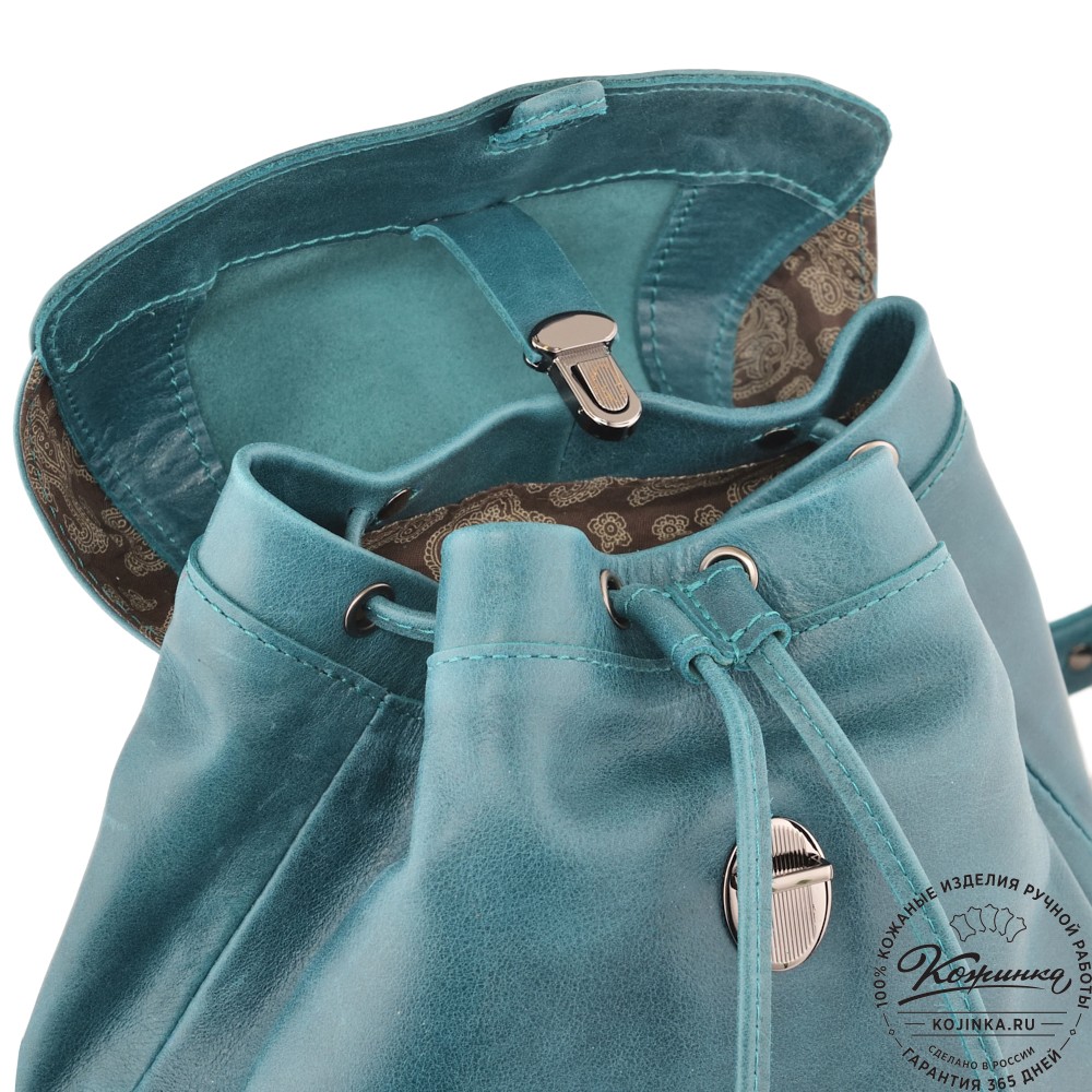 Женский кожаный рюкзак "Паулина" (изумруд) 