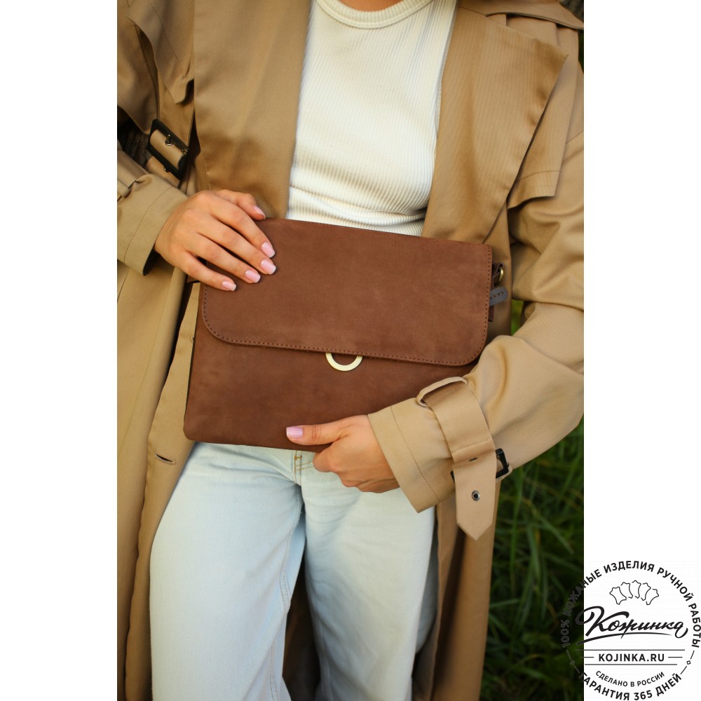 Женская сумка из кожи и замши  "Мишель" (коричневая)