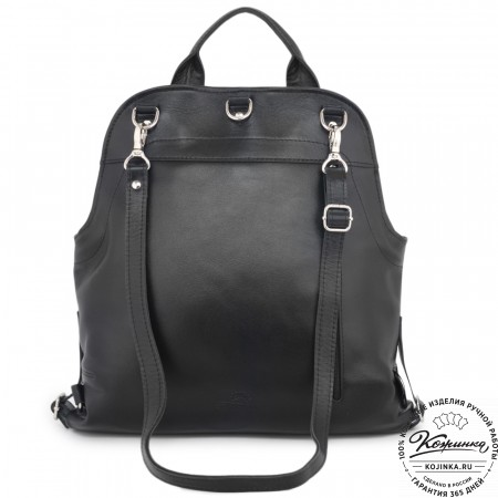 Кожаный рюкзак "Греция" "Летний луг" (черный)
