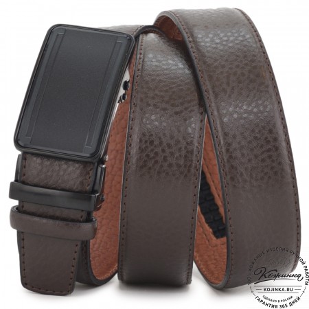 Кожаный ремень автомат (коричневый)