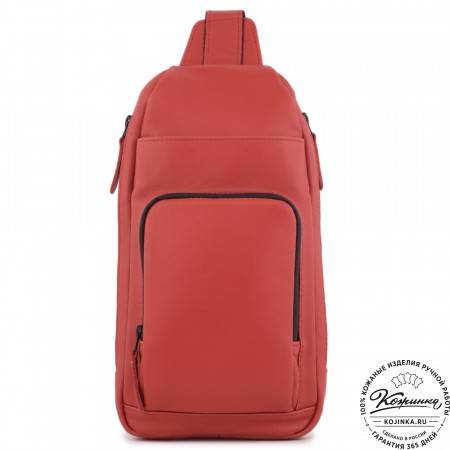 Кожаная сумка на грудь "Вульф" (красная)