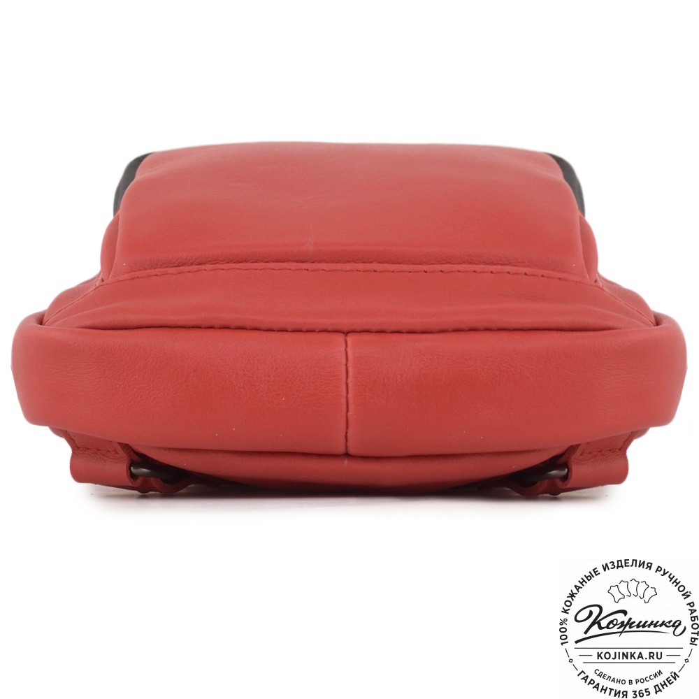 Кожаная сумка на грудь "Вульф" (красная)